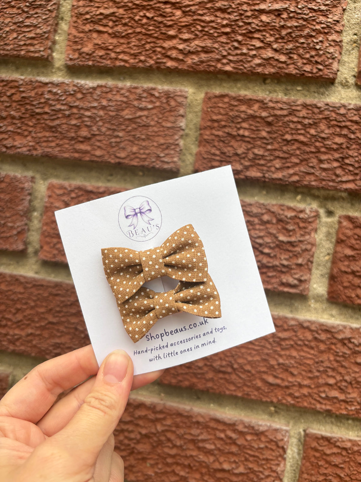 Mini bow hair clips, pair