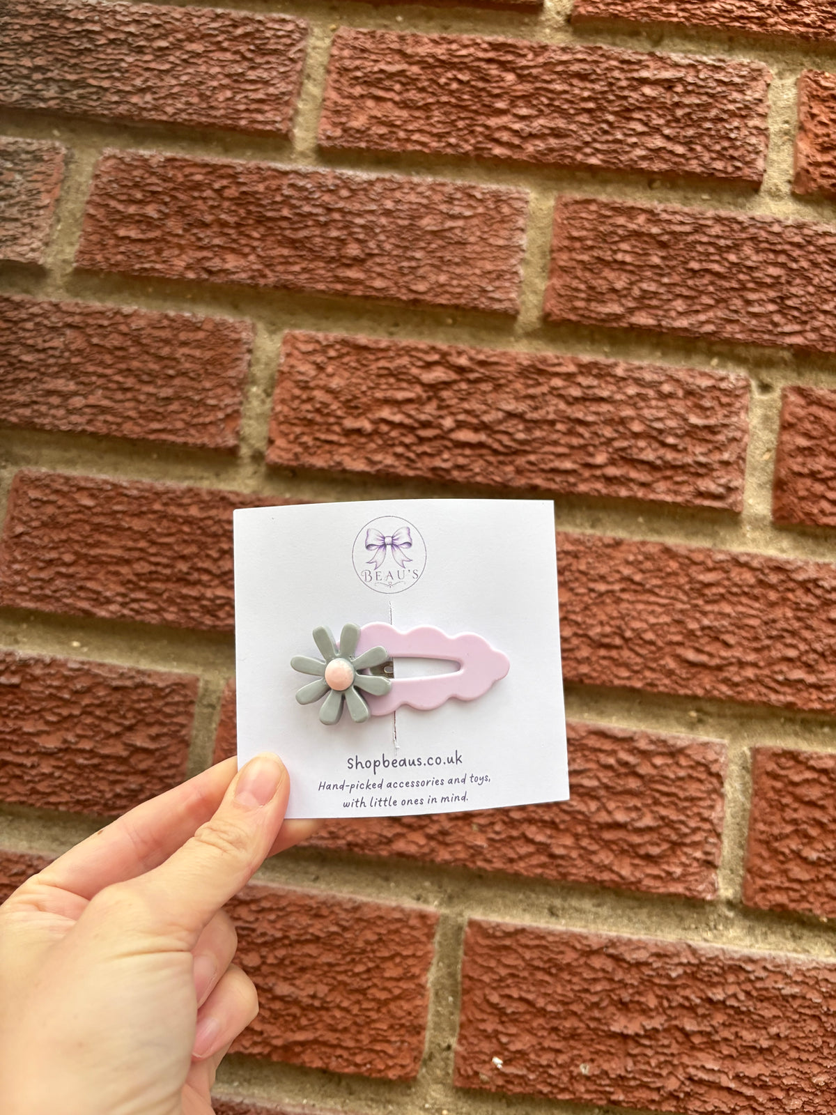 Handmade grey flower hair clip