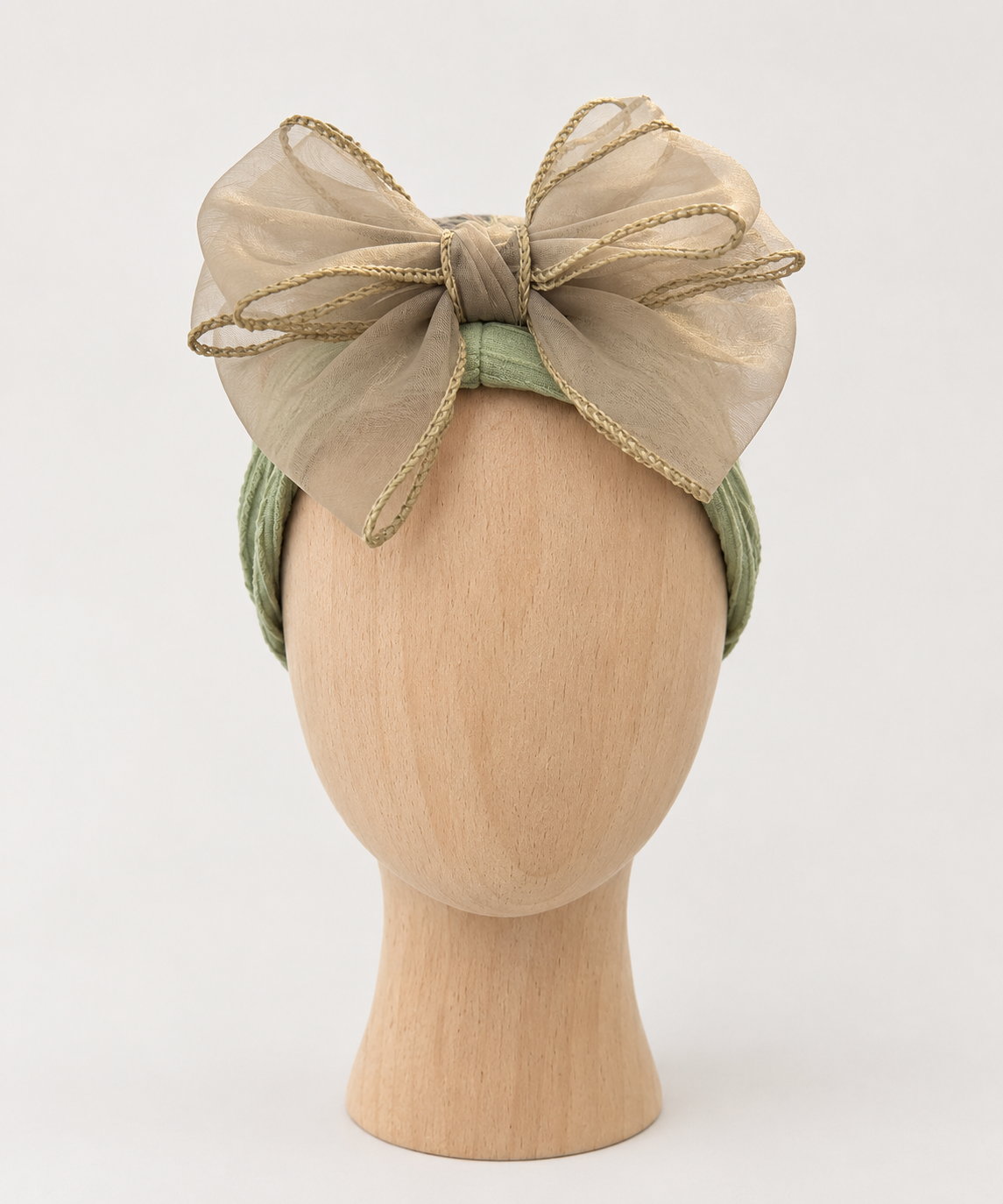 Organza Beau’s Bow Headband in sage