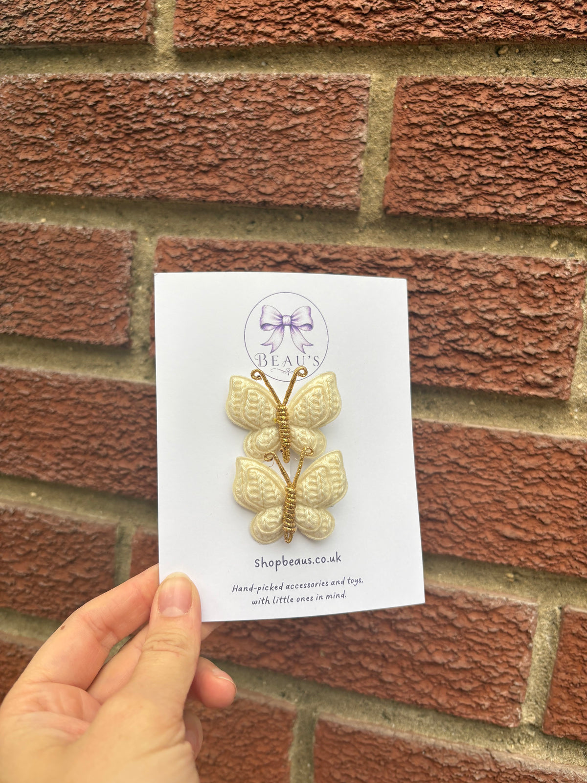 Handmade butterfly hair clips in Vanilla