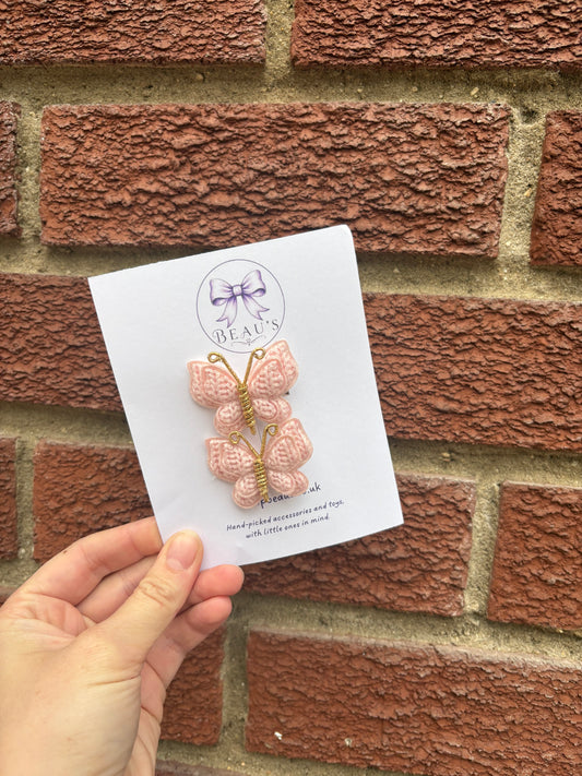 Handmade Butterfly Hair clips in Rose
