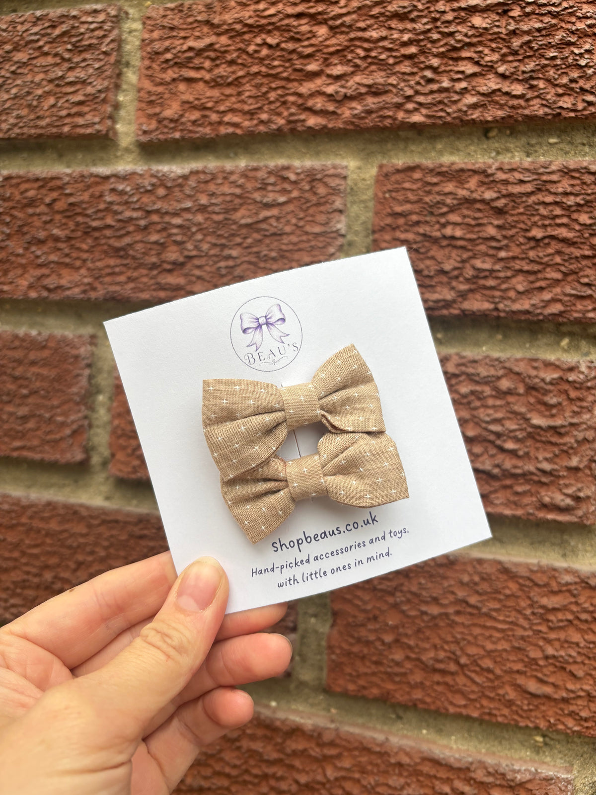 Mini bow hair clips, pair
