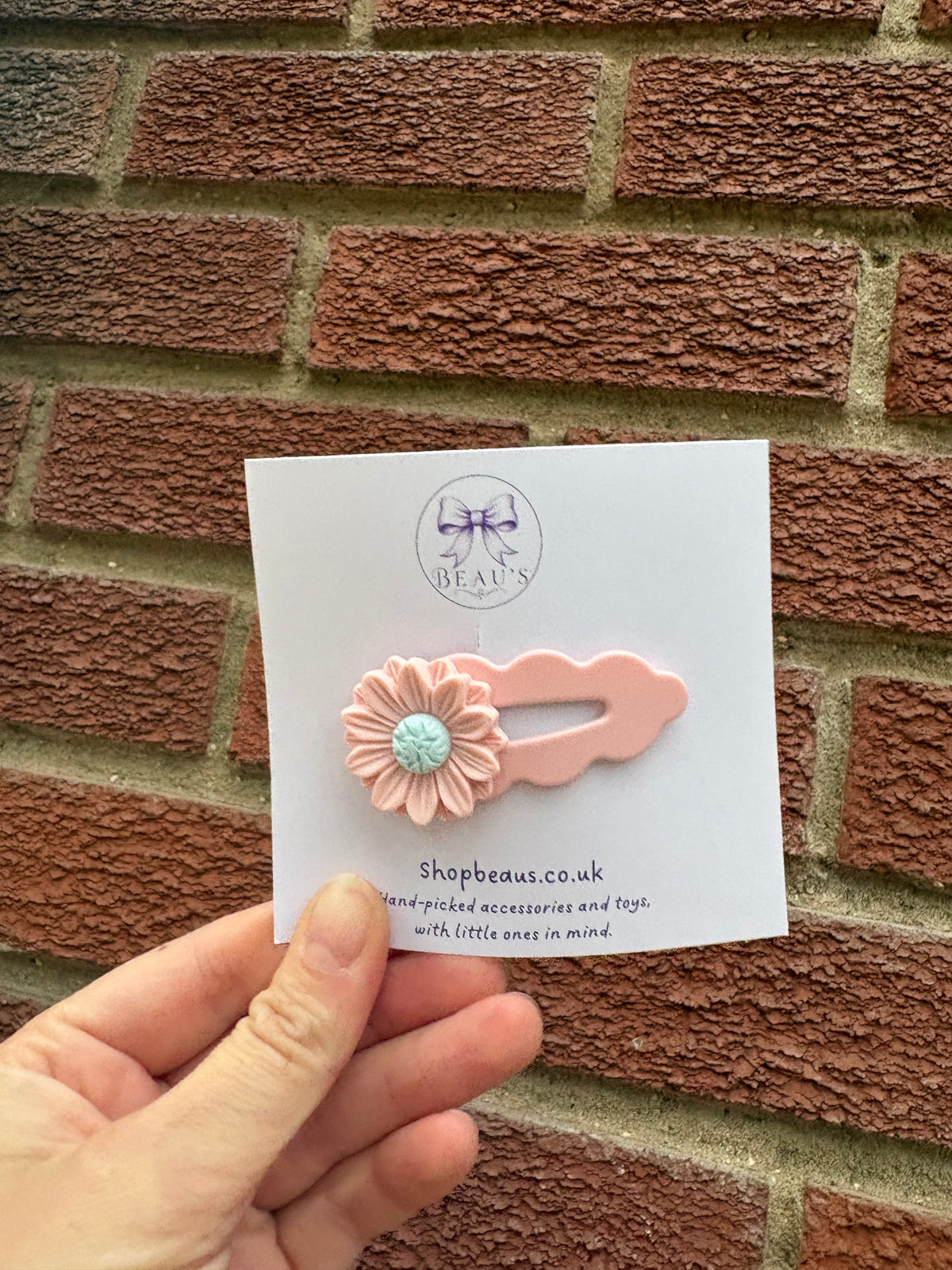 Handmade pink flower hair clip