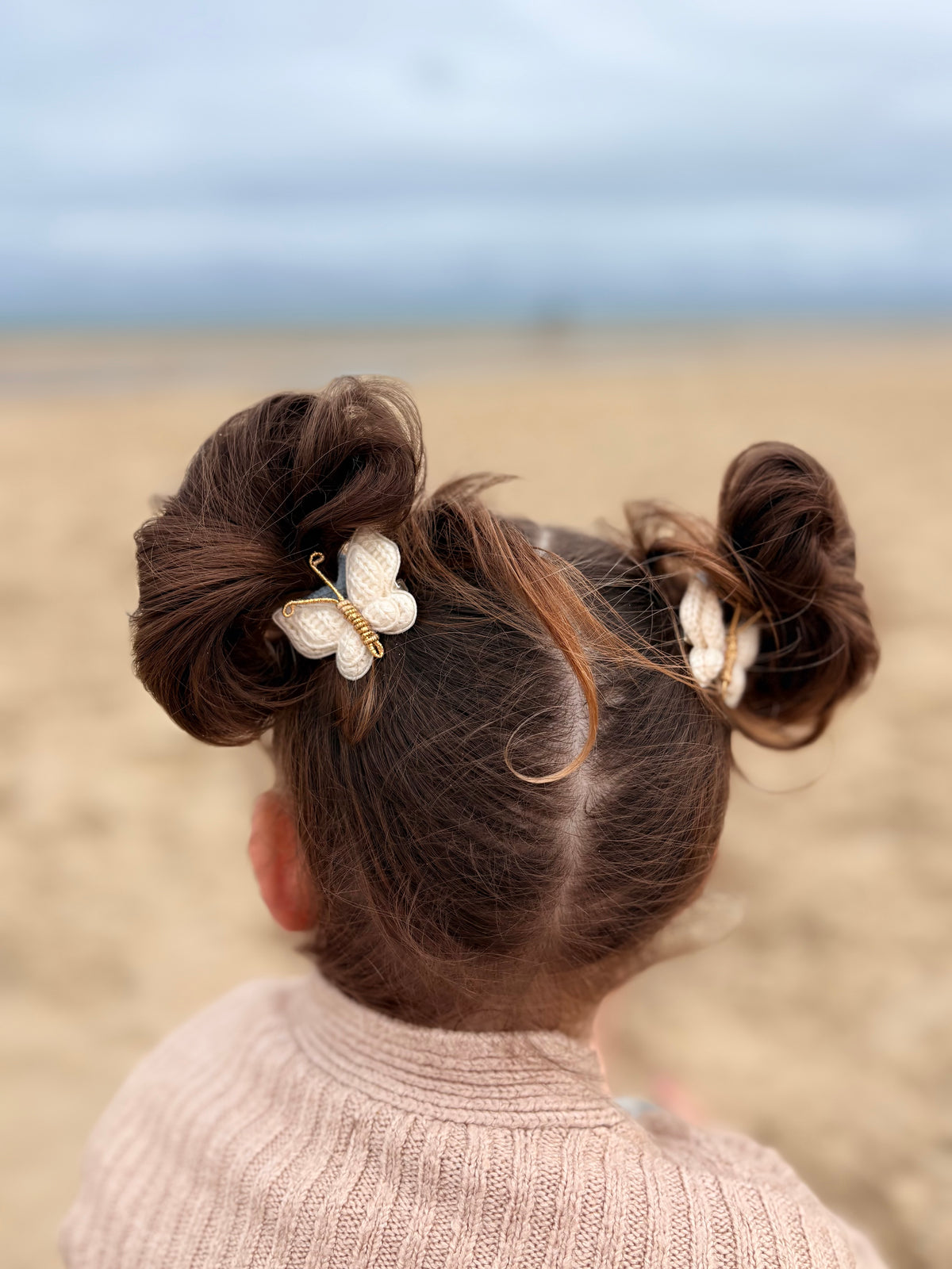 Handmade butterfly hair clips in Vanilla