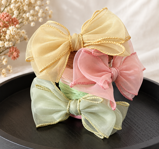 Organza Beau’s Bow Headband in sage
