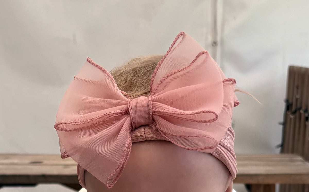 Organza Beau’s Bow headband in Blush