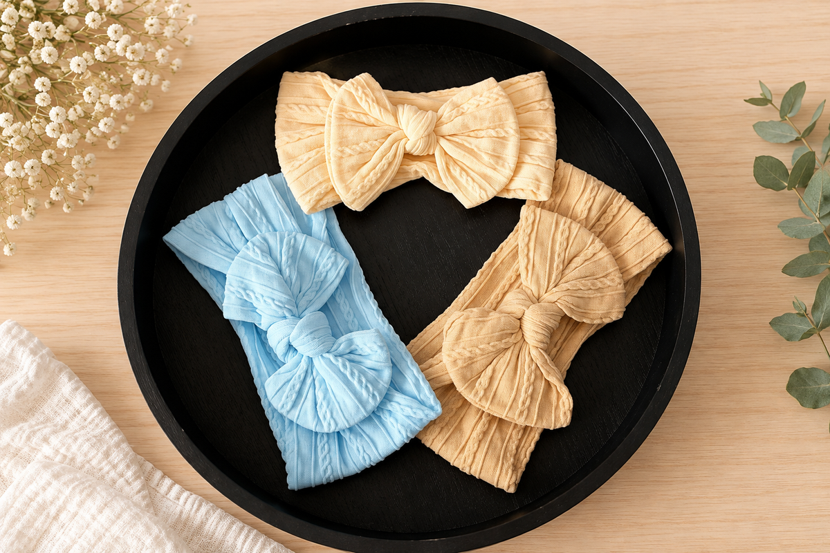 Beau’s small bow headband in beige