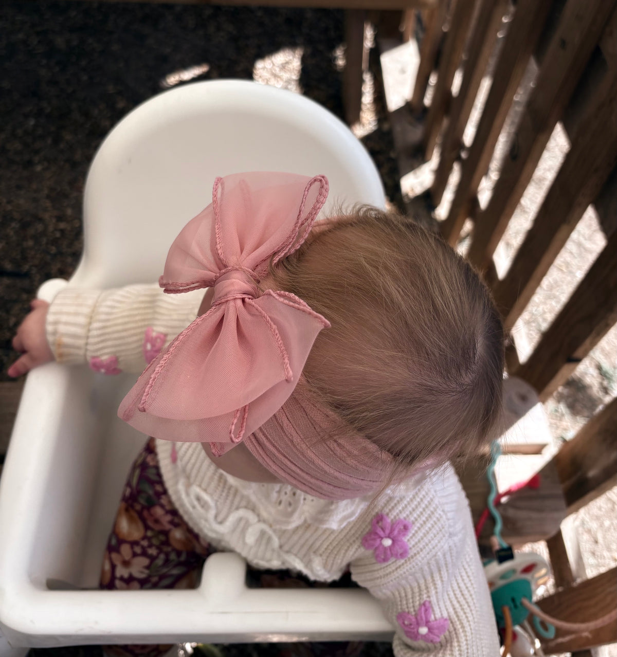 Organza Beau’s Bow headband in Blush