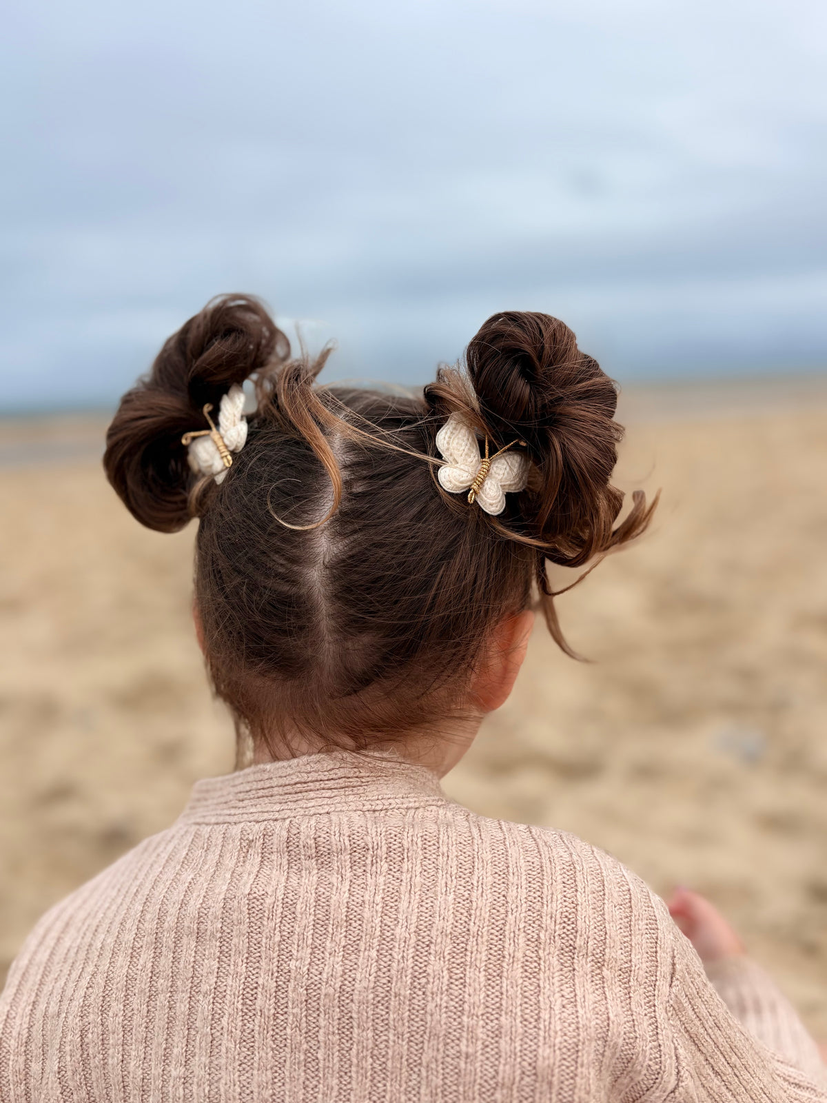 Handmade butterfly hair clips in Vanilla