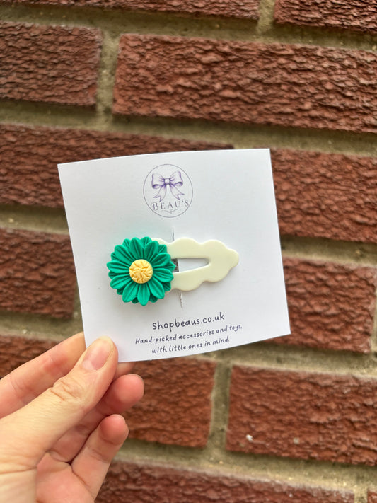 Handmade blue flower hair clip