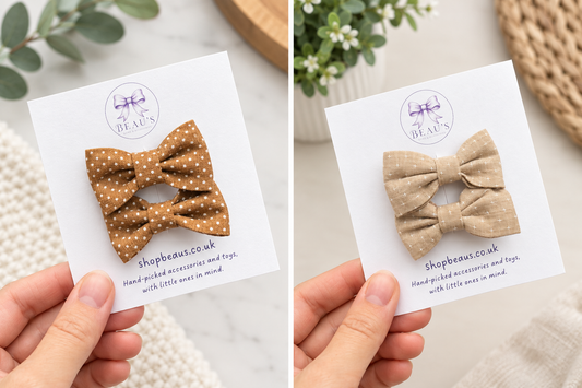 Mini bow hair clips, pair