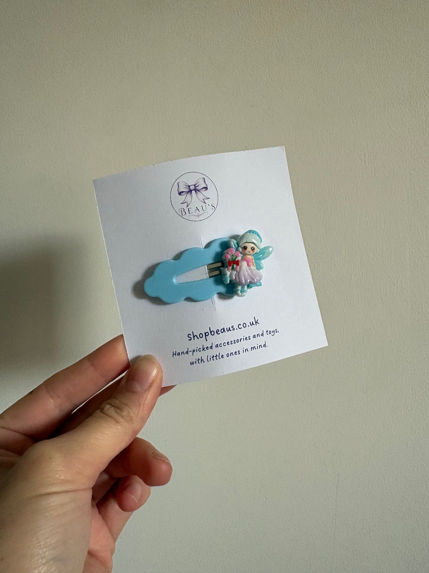 Handmade Blue Fairy Snap hair clips