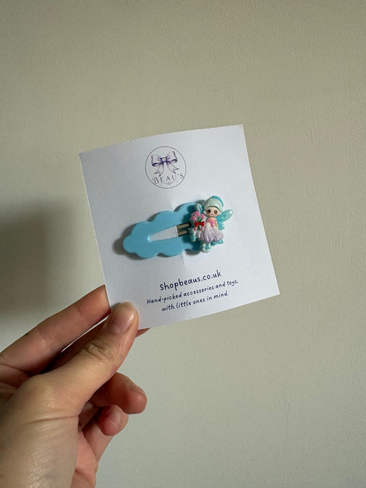 Handmade Blue Fairy Snap hair clips