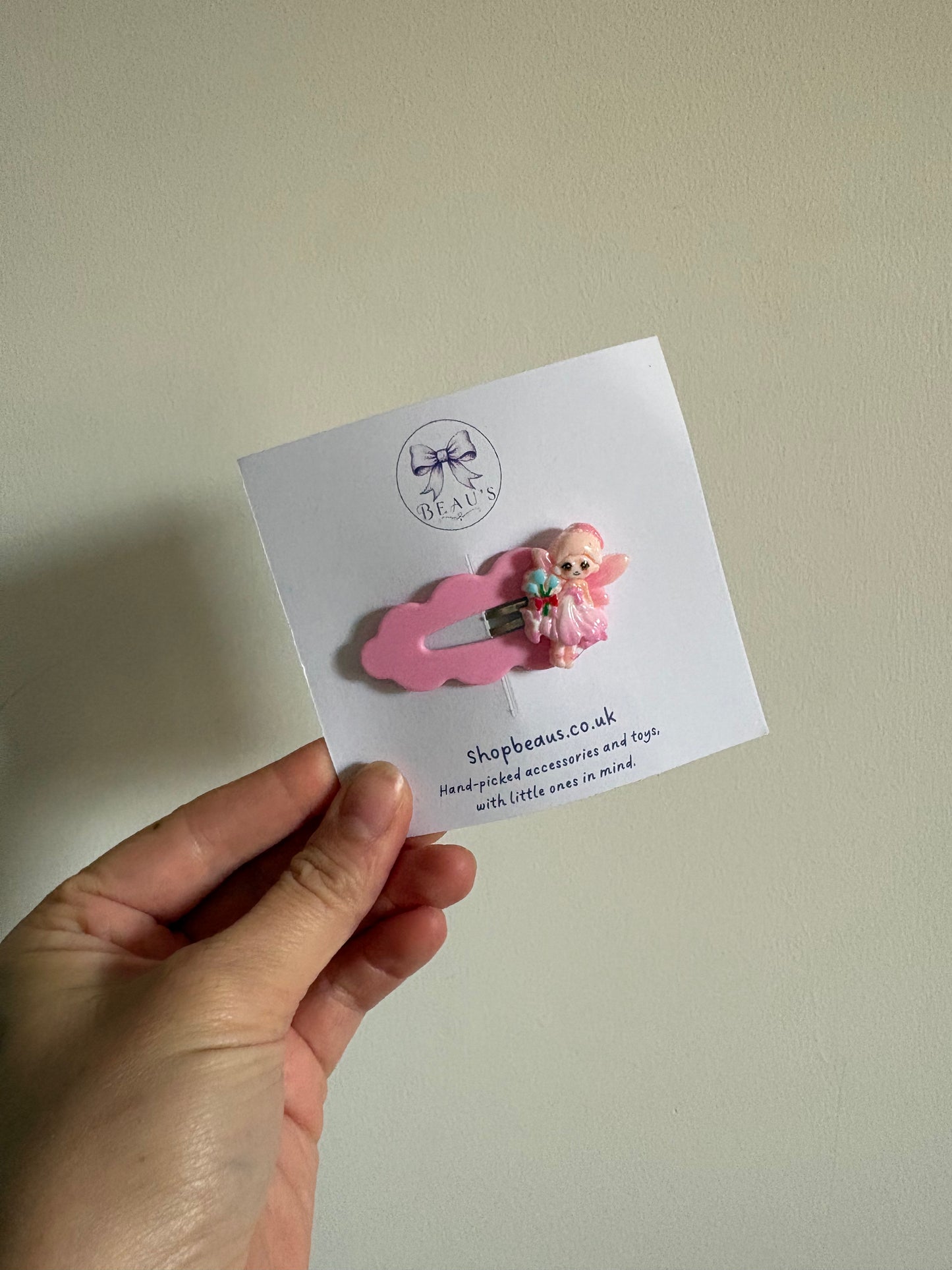 Handmade Pink Fairy Snap hair clips