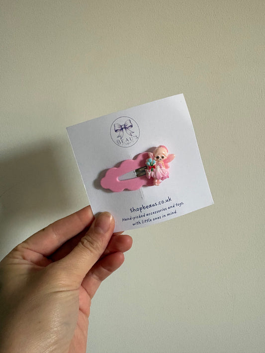 Handmade Pink Fairy Snap hair clips
