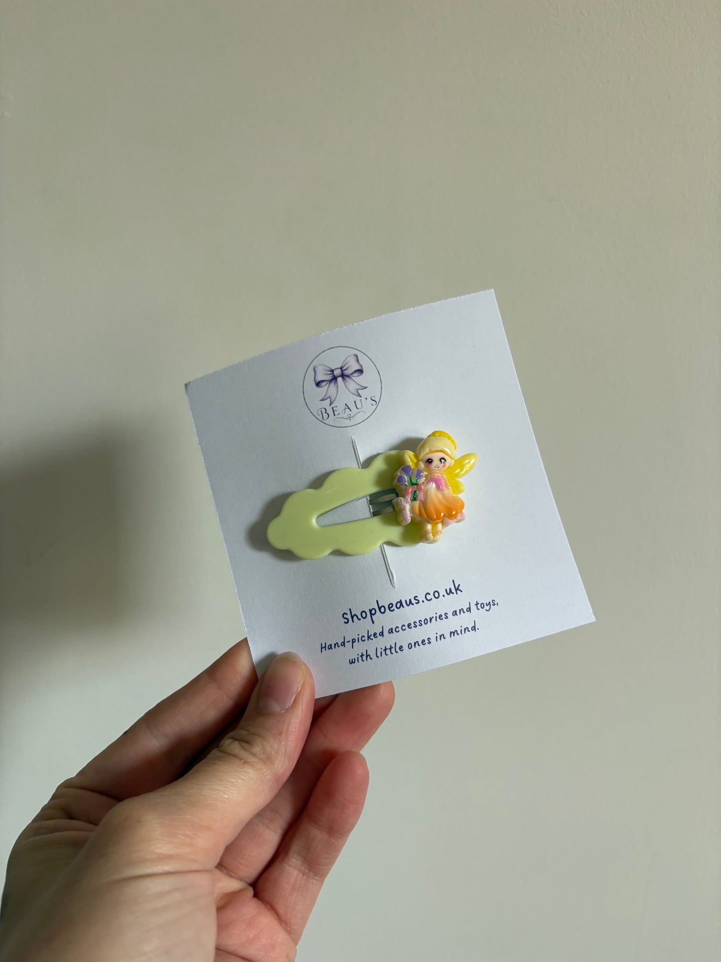 Handmade Yellow Fairy snap clip